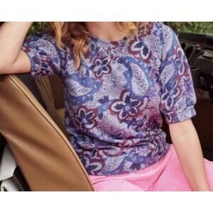 Sundry Size Small (1) Paisley Raglan Floral French Terry Puff Sleeve Sweatshirt